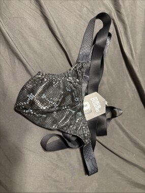 Male power Black Snake-Print thong with shoulder Straps (26)